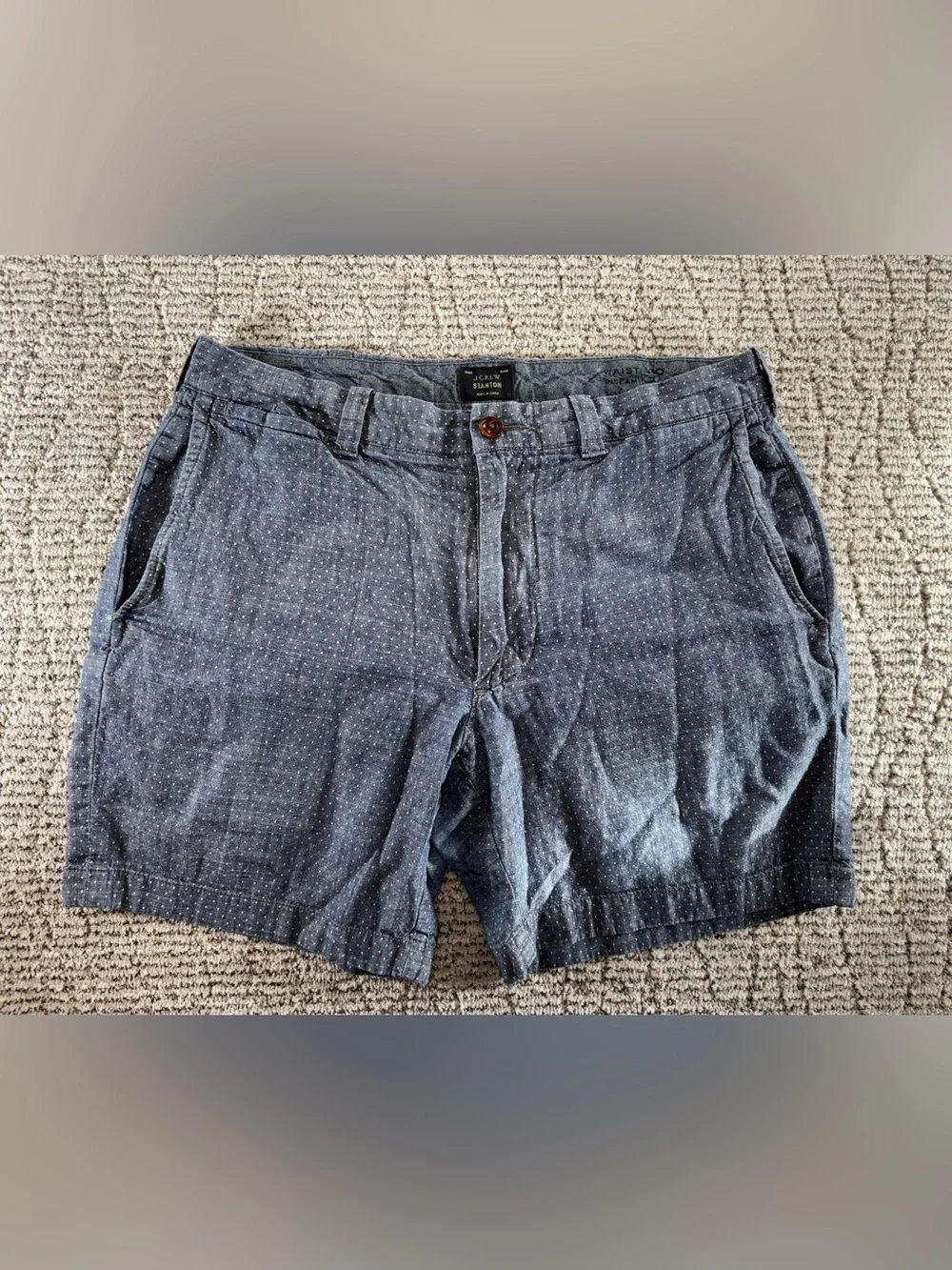 J. Crew Stanton Men’s Size 30 Blue Patterned 7” Chino Shorts‎